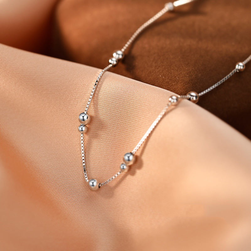 Sier Size Round Beads High-grade Simple Cold Bracelet