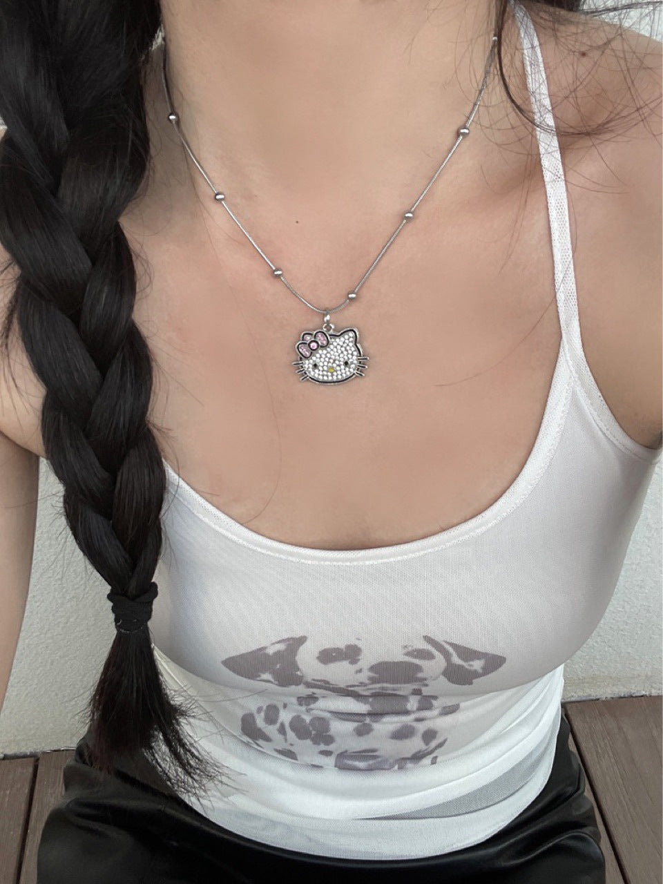 Cute Cat Female Style Millennium Hot Simple Sier Clavicle Chain Necklace