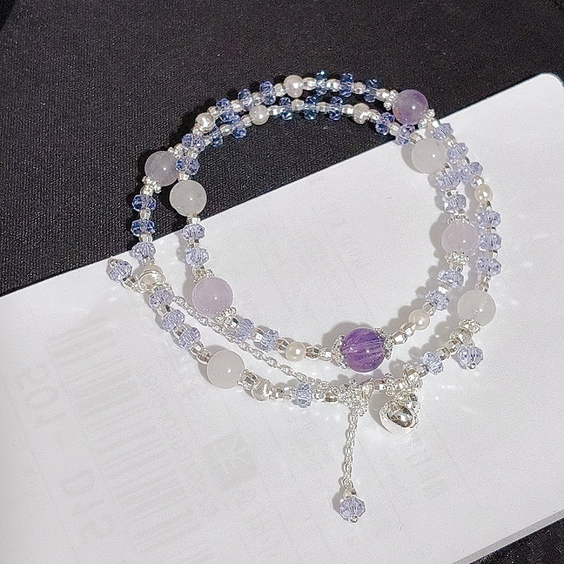 Of Sier Fine Natural Crystal Double Fashion Sweet Party Girlfriend Bracelet
