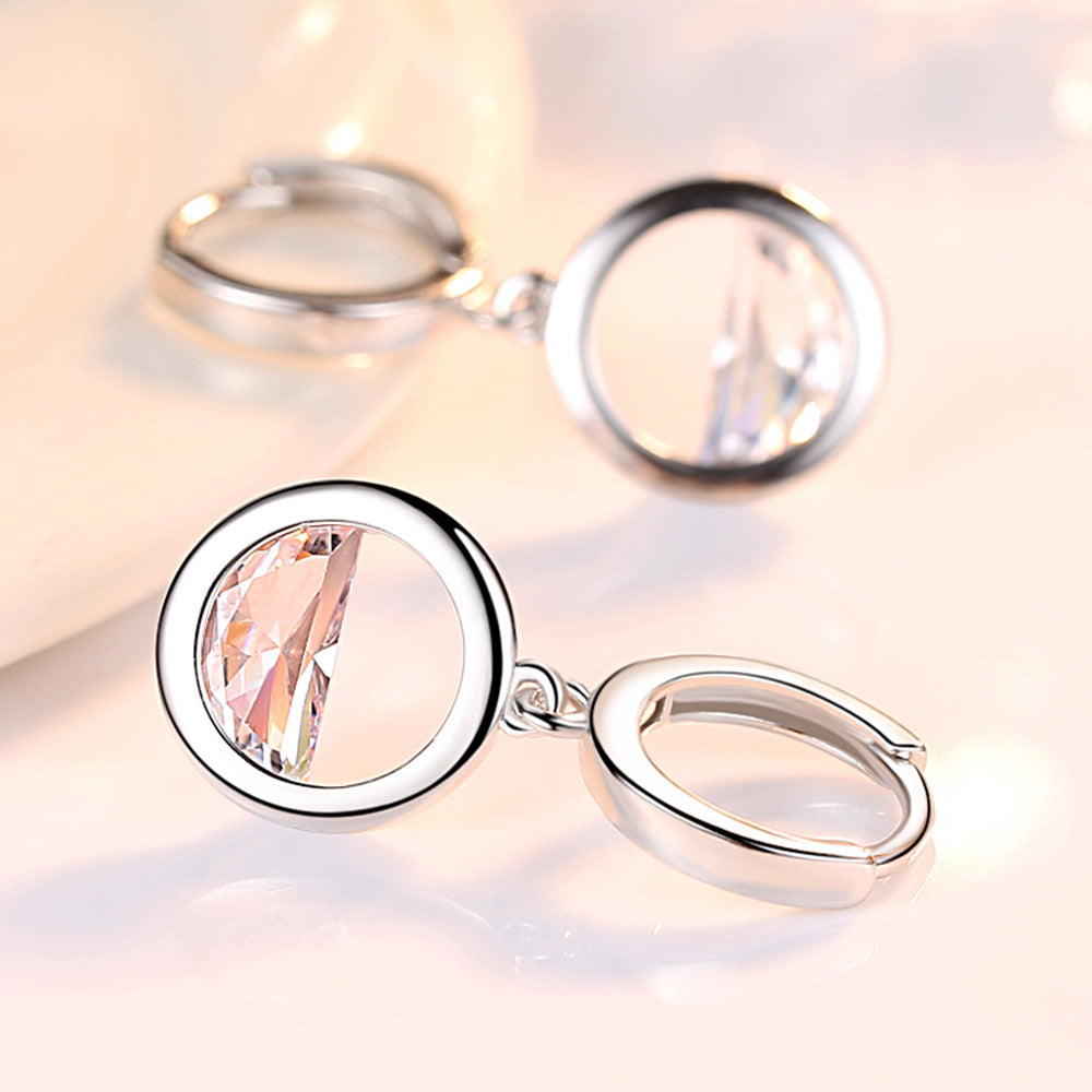 Women's Semicircle Water Drop Ear Korean Style Sweet Idyllic Minimalist Zirconium Earrings