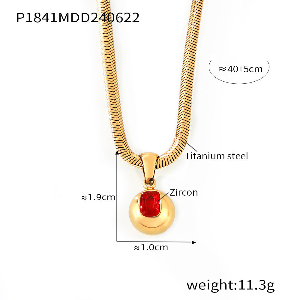Zircon Titanium Steel Gold Plated Geometric Necklace