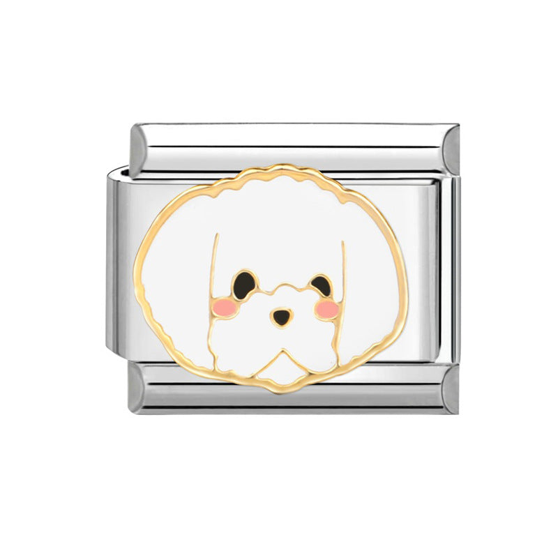 Hot Stainless Steel Italian Module Puppy Pattern Free Bracelet