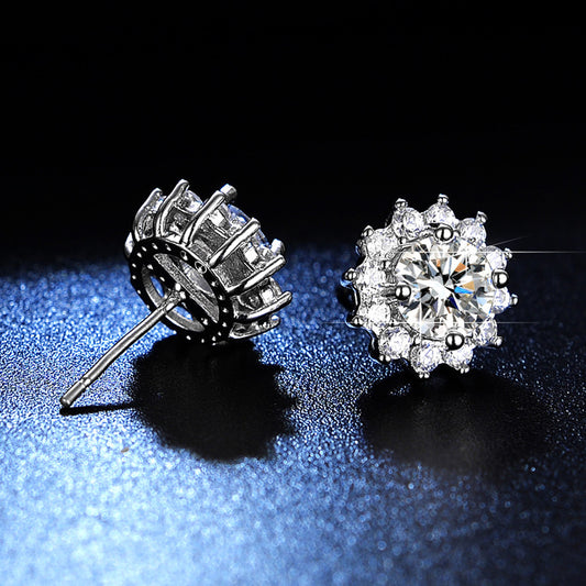 Women's Artificial Moissanite Fashion Sun Flower Ear Carat Earrings