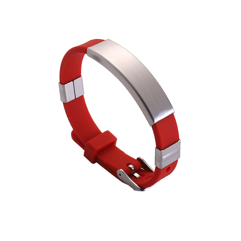 Simple Silicone Stainless Steel Glossy Can Bracelets