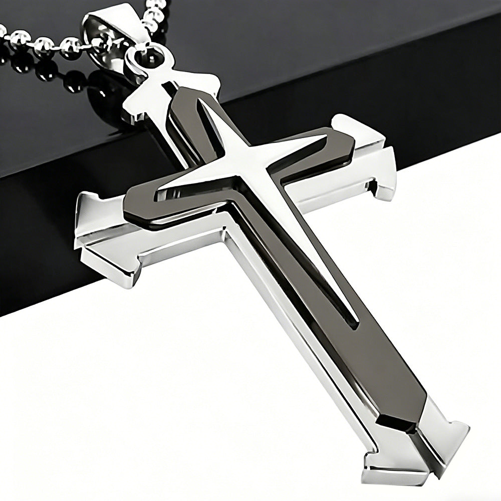 Men's Cross Split With Ball Chains Pendants