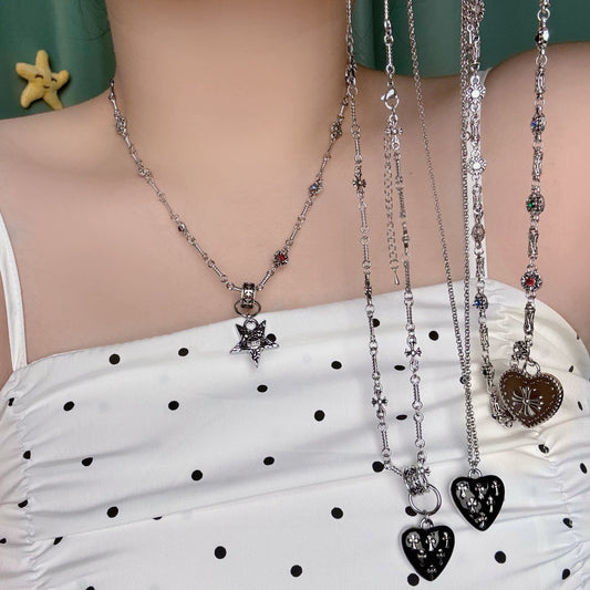 Women's Asian Style Gothic Sweet Cool Heart Necklace