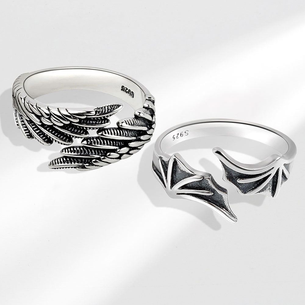 Angels Demons Wings Couple Personalized Opening Ring