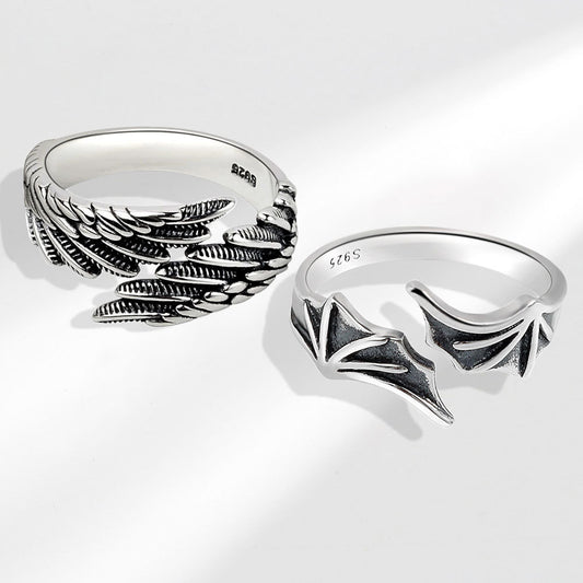 Angels Demons Wings Couple Personalized Opening Ring