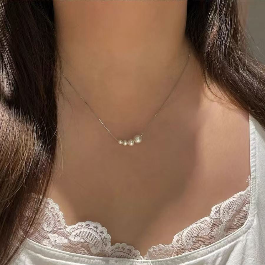 Women's Cold Style Pearl Fashionable Beaded Clavicle Chain Necklace