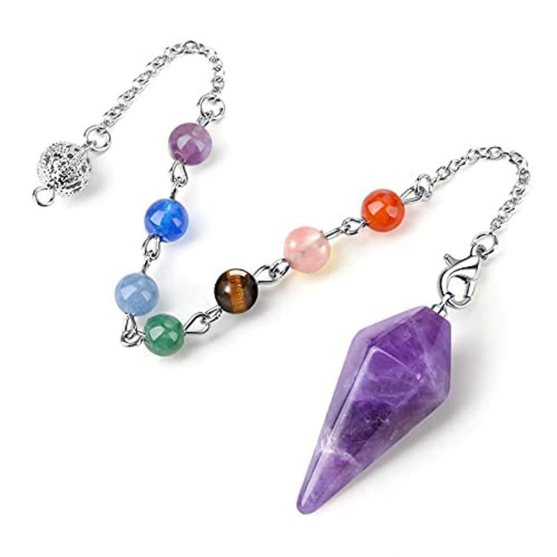 Six Sides Rhombus Stone Natural Hexagonal Cone Spirit Pendants
