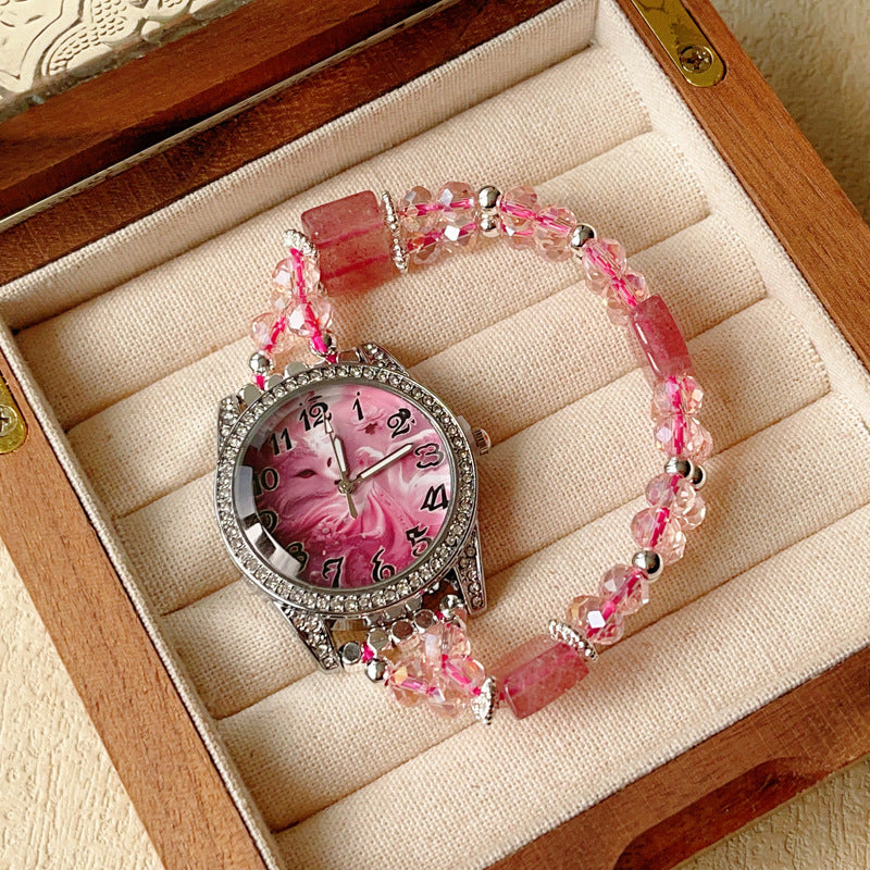 Crystal Watch Female Princess Style Love Special Interest Light Bracelet