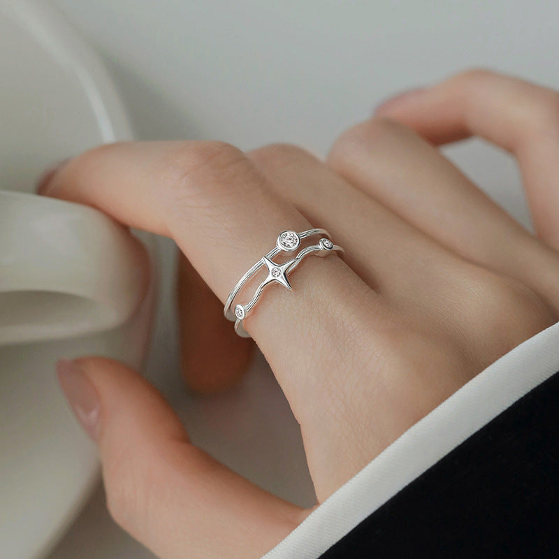 Luxury Simplicity Sparking Zirconium Four Stars Rings