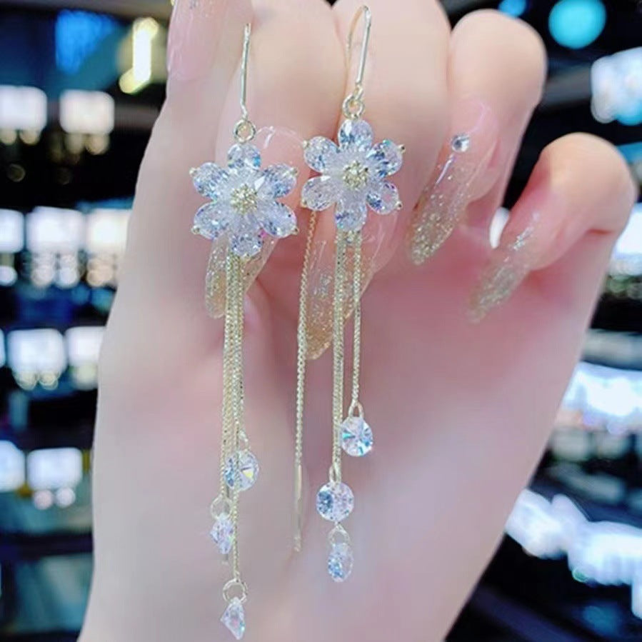 Opal Tassel Tide Chain Super Fairy Long Ear Line