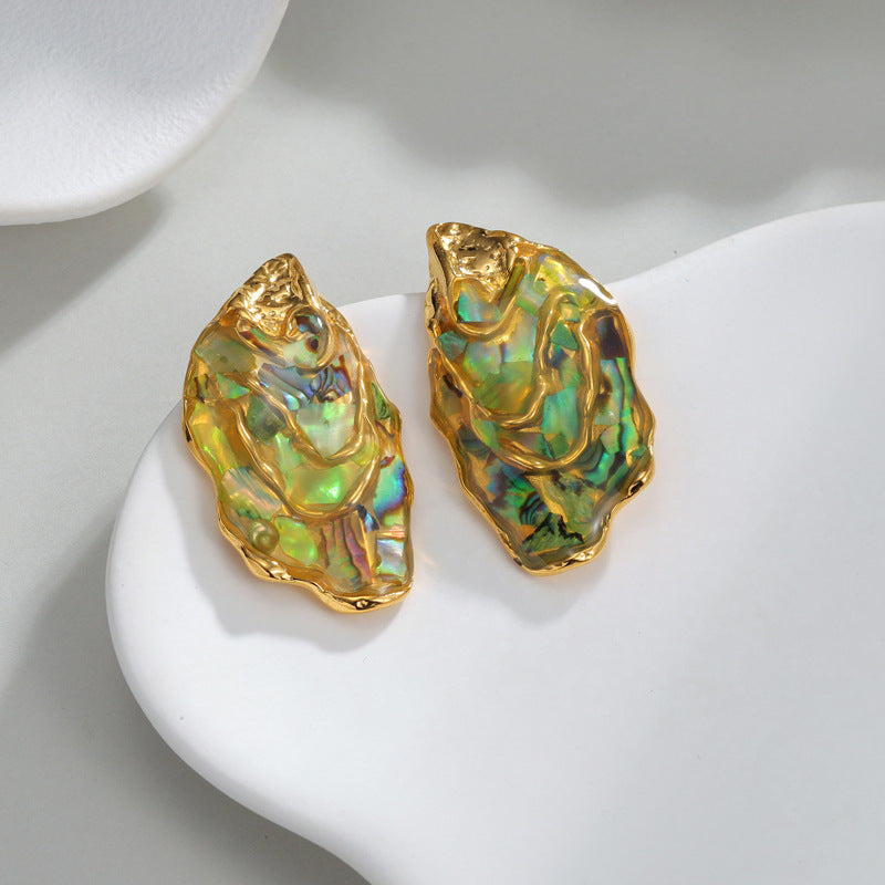 Geometric Irregular Abalone Shell Retro Fashion Elegance Chinese Style Design Rings