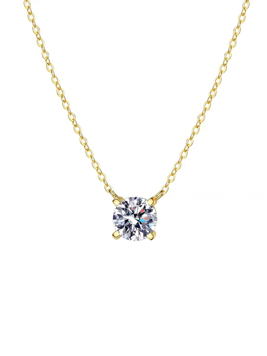 Claw Solitaire Female Simple Temperamental Moissanite Necklaces