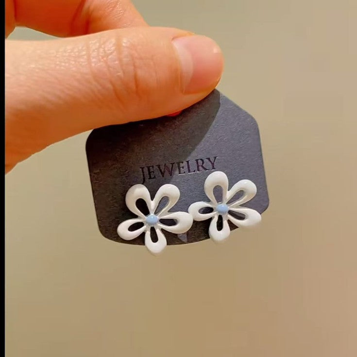 Women's Flowers Elegant Blue Flower For Super Nice Niche Vacation Style Rings