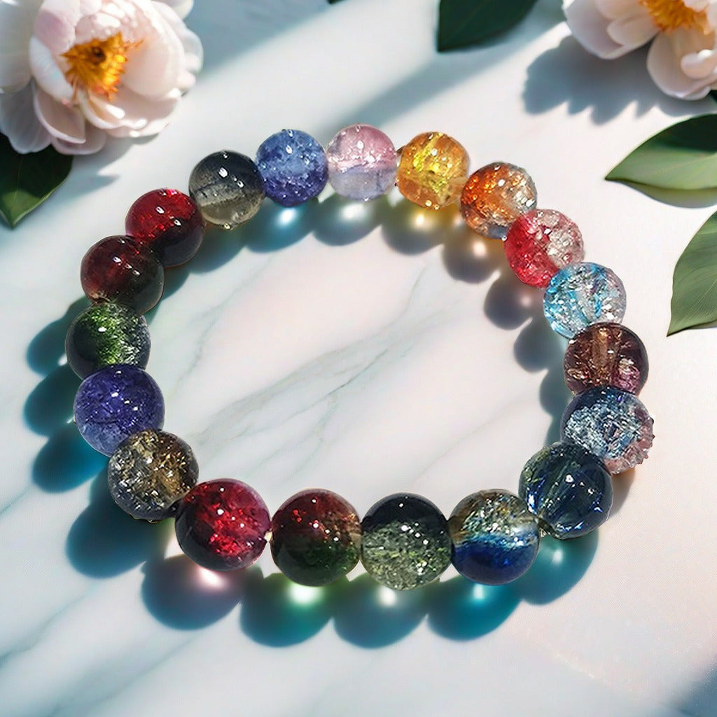 Purple Brushed Floral Beads Female Hand Toy Bracelet
