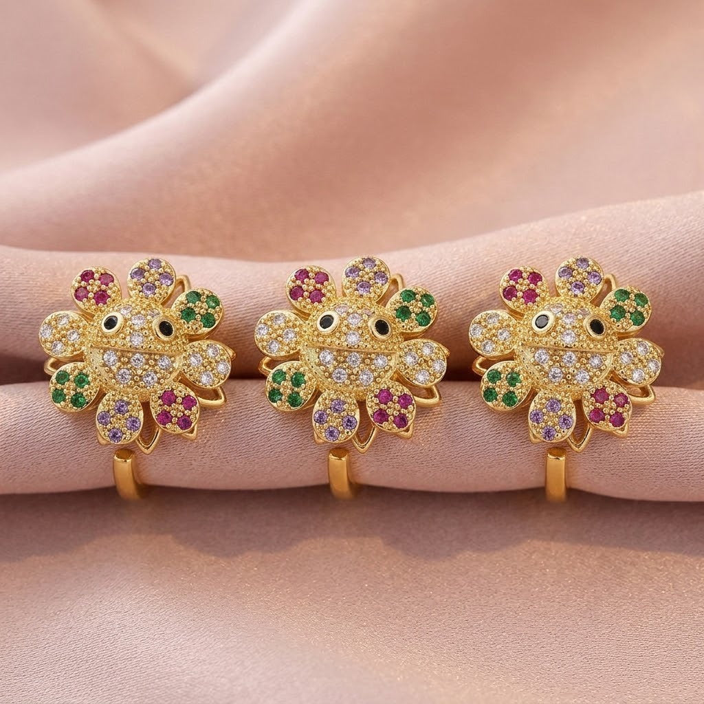 Female Sunflower Color Opening Rotating Niche Adjustable Index Ring