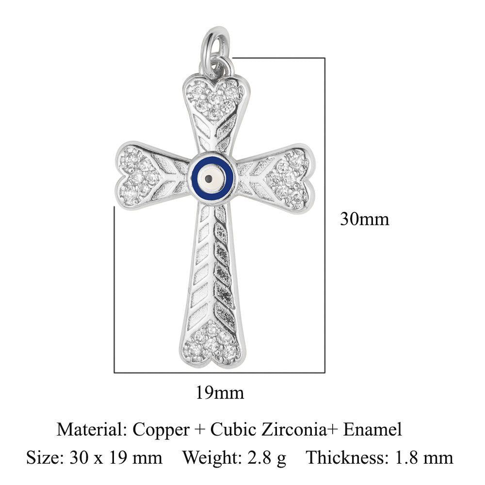 Copper Zircon Ornament Accessories Cross Love Pendants