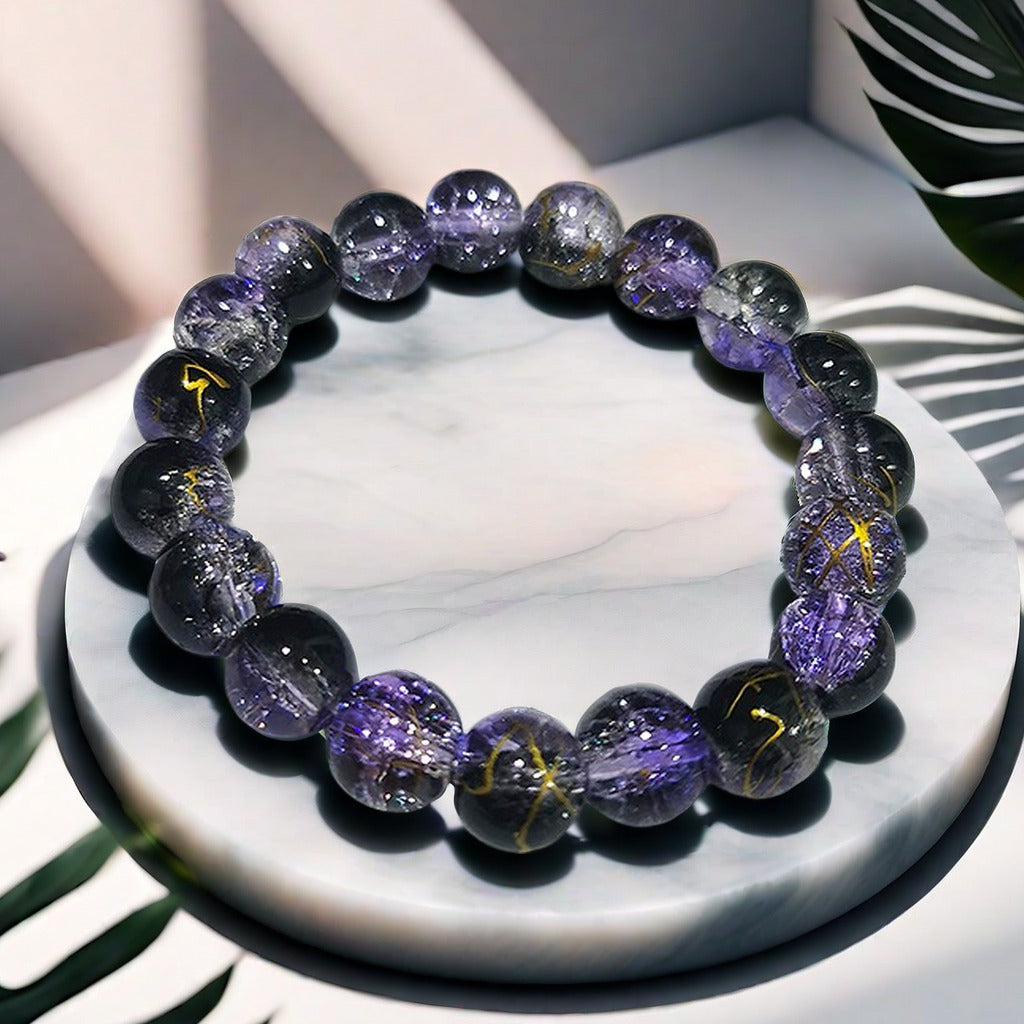 Purple Brushed Floral Beads Female Hand Toy Bracelet