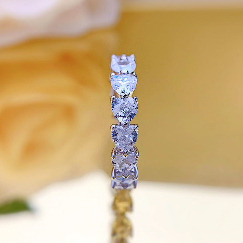 High Carbon Zircon Twin Female Style Sweet Rings