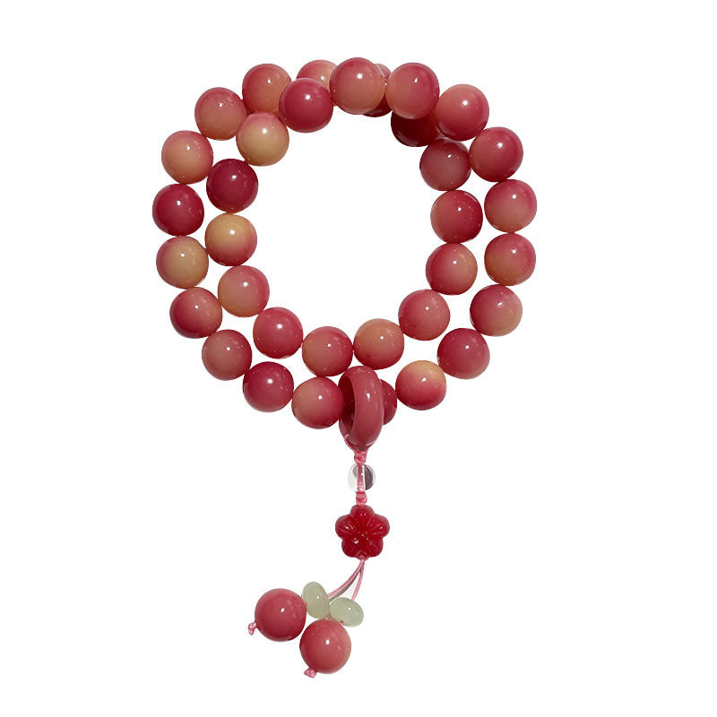 Pink Floating Flowers Bodhi Female Double Circle Rosary Bracelets