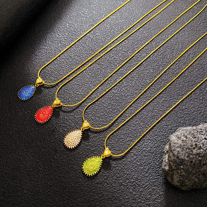 Women's Full Zirconium Drop Fashion Temperament Entry Lux Style Necklaces