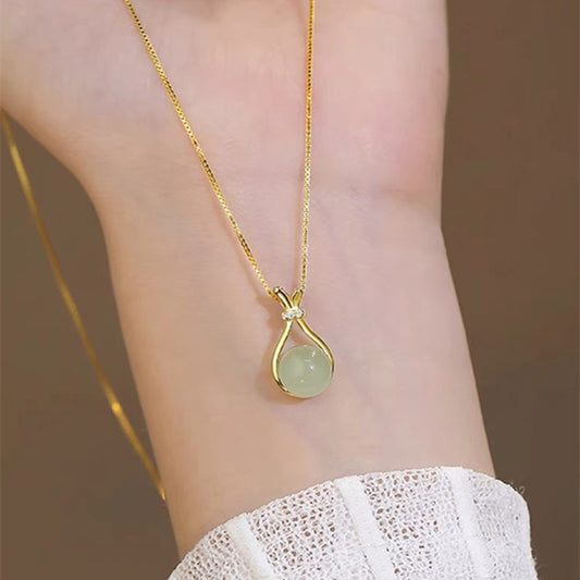 Women's Jade Special Interest Light Luxury National Style Simple Beads Clavicle Necklace