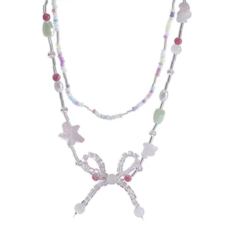 Women's Beads Bow Sweet Elegance Summer Fresh Niche Clavicle Necklaces