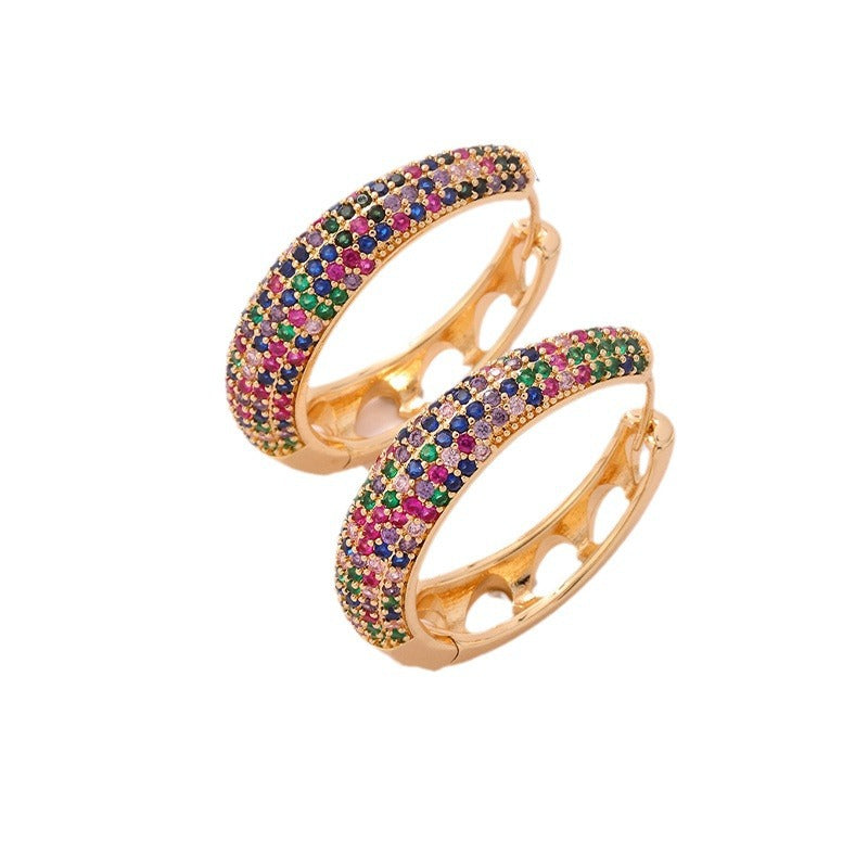 Round Micro Inlaid Zircon Clip Advanced Sense Earrings