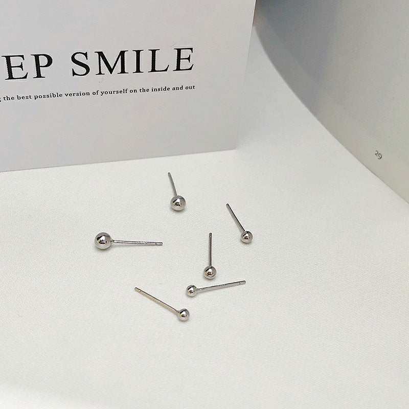 Women's & Men's Sier Needle Compact Mini Beanie For Simple Stud Earrings