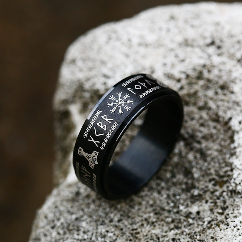 Men's Retro Stainless Steel Rotatable Fashion Simple Ring