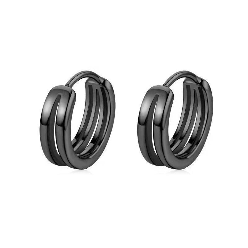 Men's Double Clip Trendy Personalized Cold Style Pu Ear Buckle