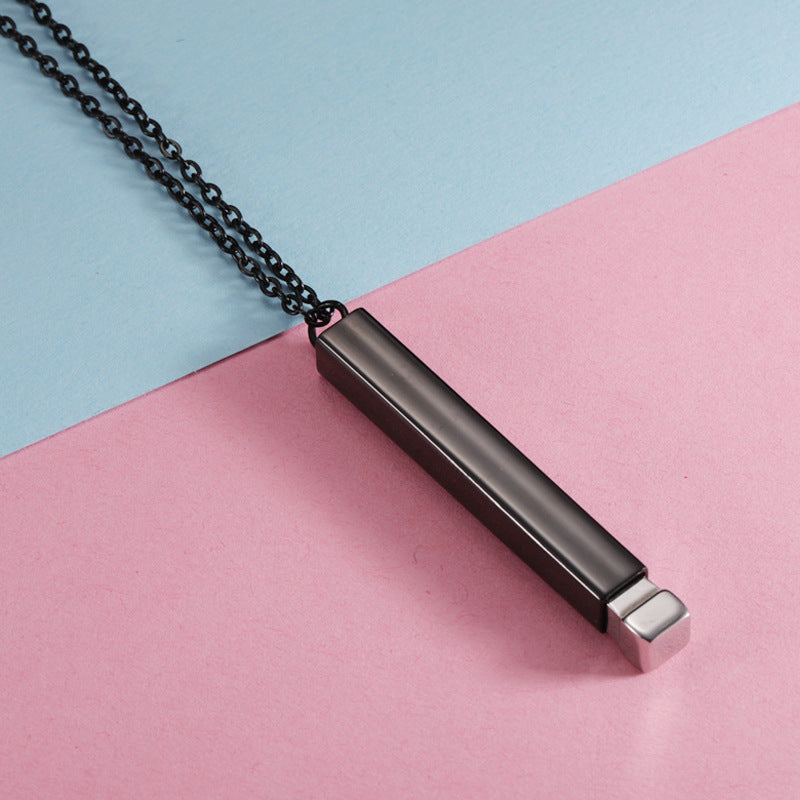 Glossy Can Carve Writing Titanium Steel Necklaces