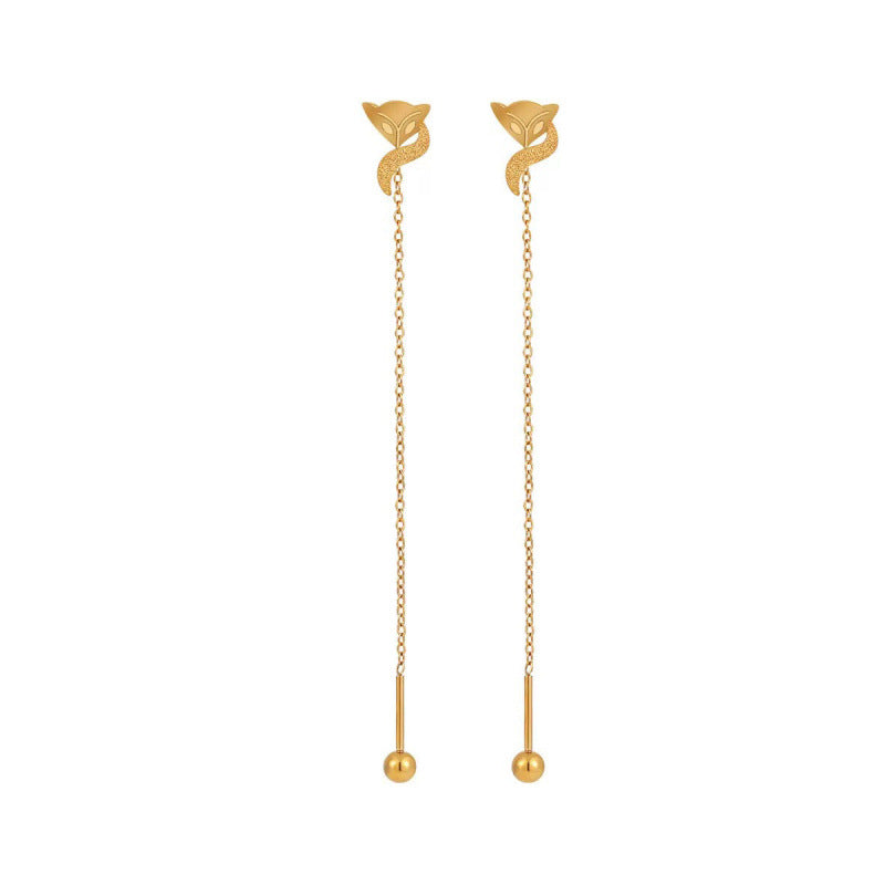 Flower Love Butterfly Long Fringe Female Titanium Steel Trendy Grace Ear Line