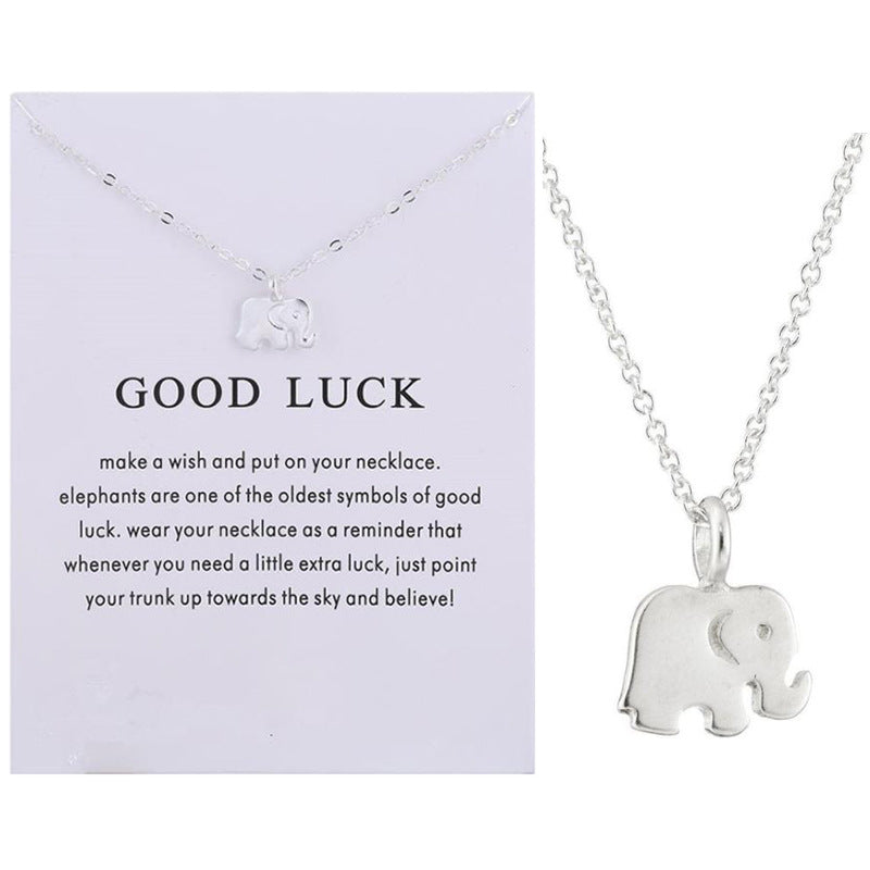 Elephant Clavicle Chain Creative Card Color Necklaces