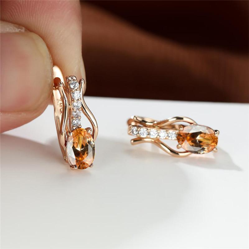 Pomegranate Red Crystal Champagne Gold Ear Clip Earrings