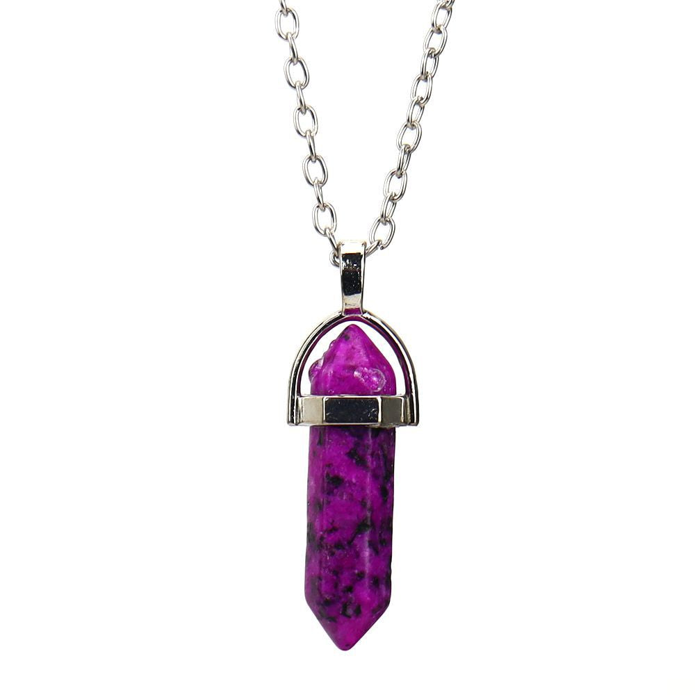 Agate Synthetic Crystal Hexagon Prism Soul Pendants