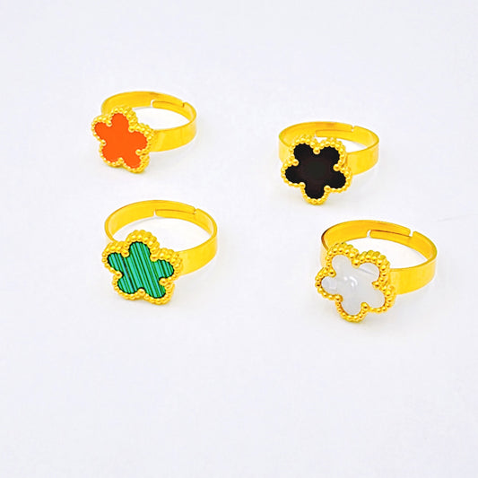 Five-leaf Flower Titanium Steel Parthenocissus Grass Ring