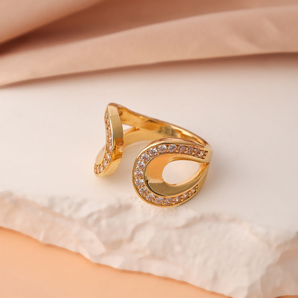 Wide Open High-grade Rhinestone Light Luxury Ring