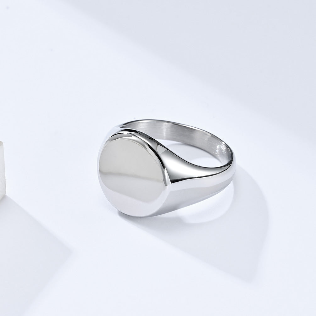 Light Luxury Titanium Steel Glossy Signet Rings