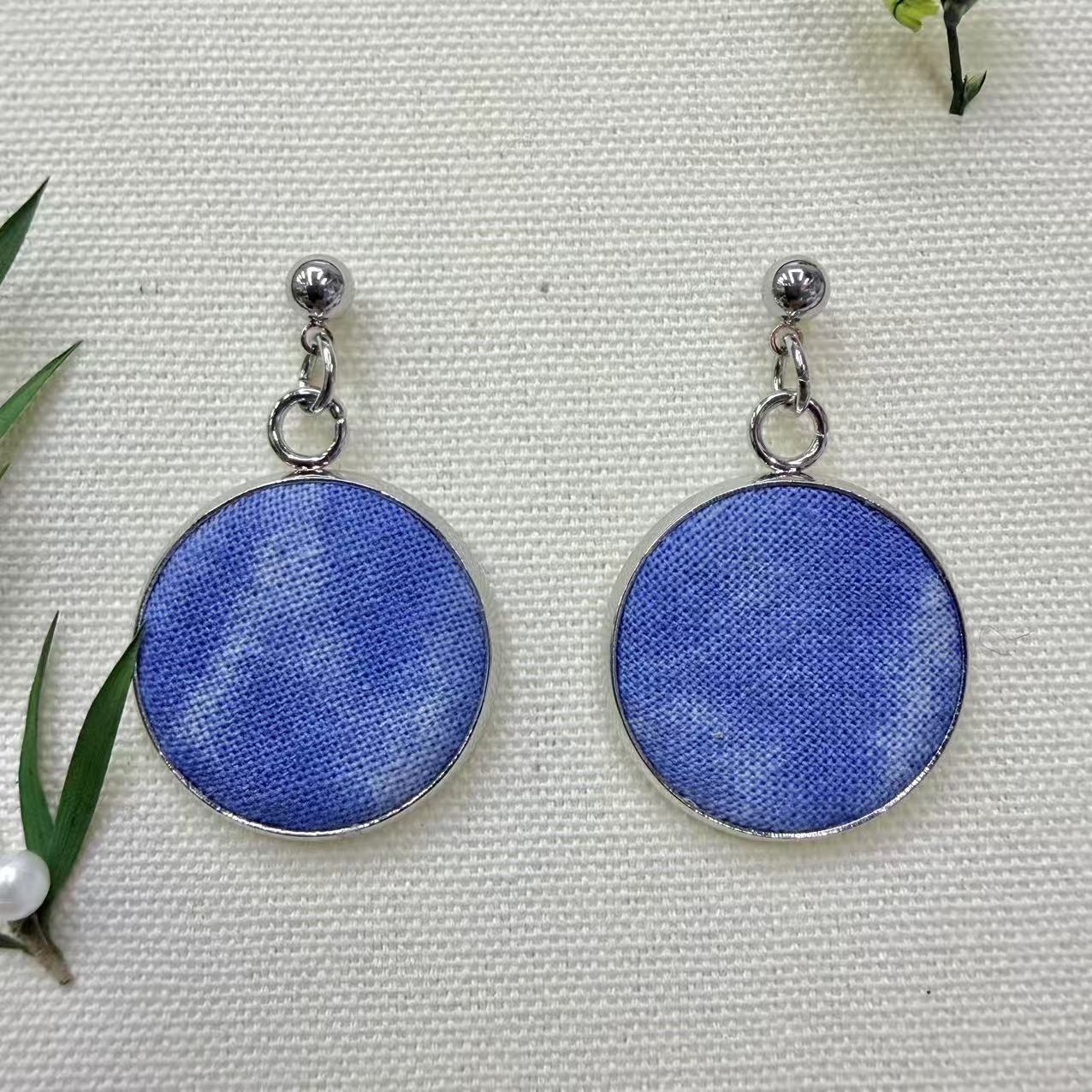 Yunnan Dali Ethnic Style Blue Dyed Stud Earrings