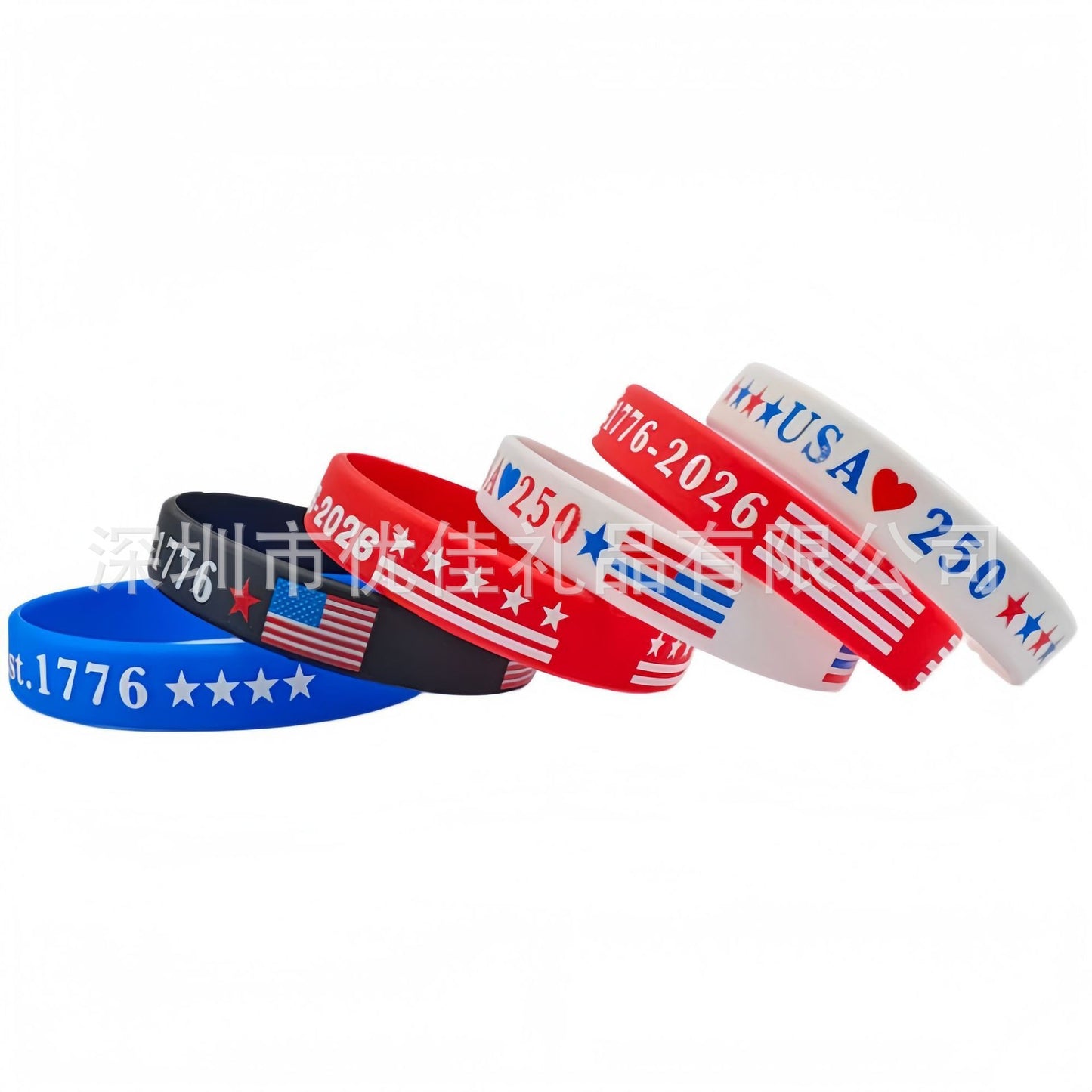Colorful Flag Red White Blue Silica Gel Patriotic Silicone Wrist Bracelets