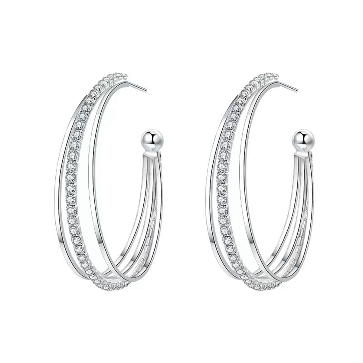 Elegant Fashion Iii Ear Diamond Super Flash Exaggerated Big Sier Earrings