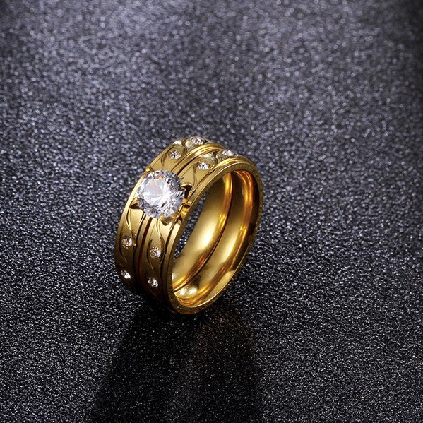Titanium Steel Zircon Female Hand Stainless Ring