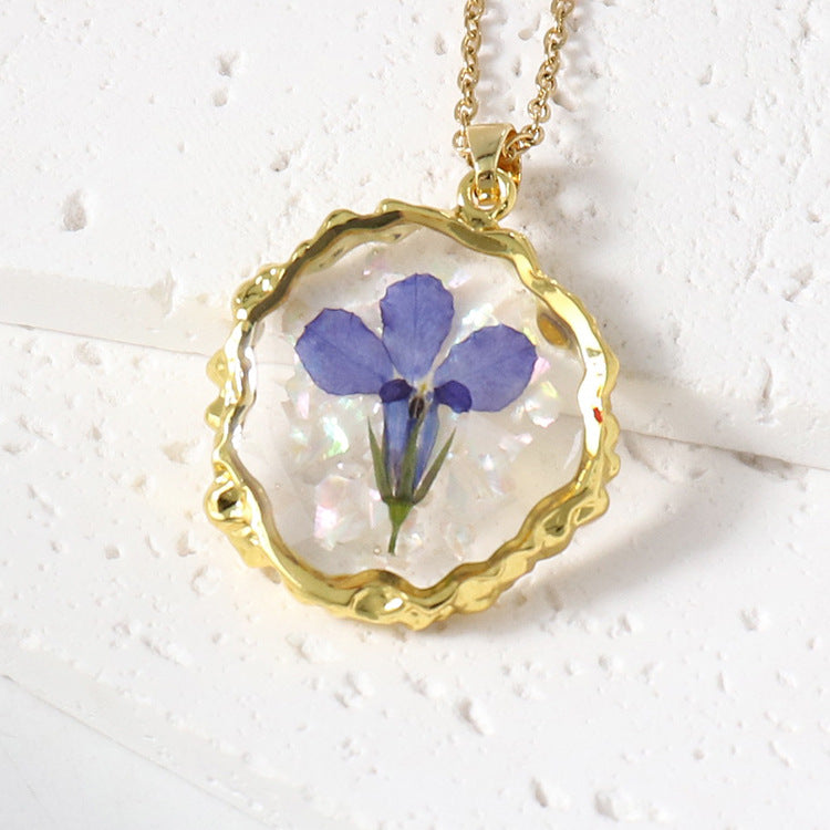 Luxury Flower Resin Preserved Fresh Epoxy Dried Ornament Necklaces