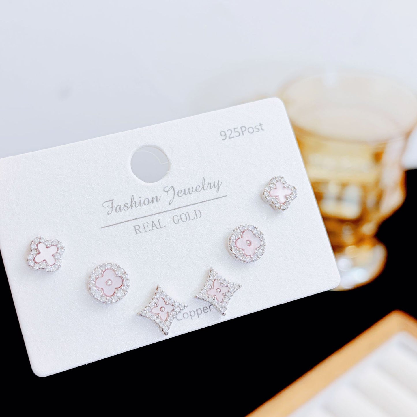 Women's Needle Simple Series Three Pairs Storage Ear Rings