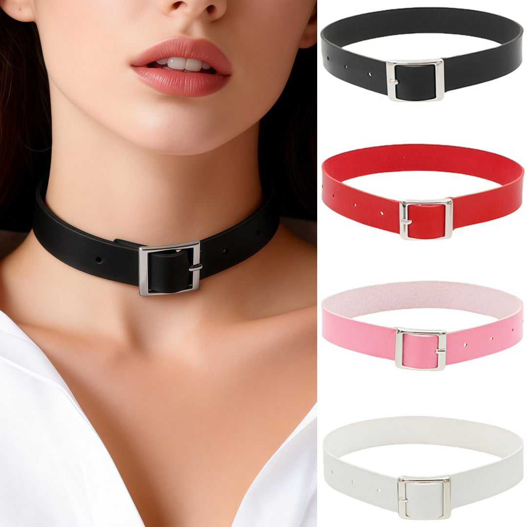 Women's Environmental Protection Leather Vintage Punk Rock Collar Neck Band Clavicle Necklace