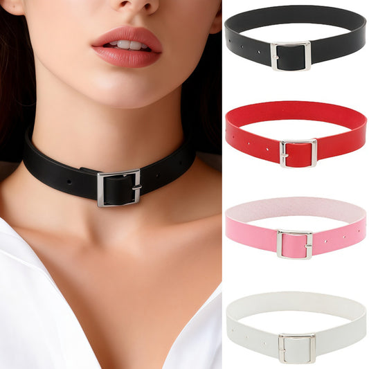 Women's Environmental Protection Leather Vintage Punk Rock Collar Neck Band Clavicle Necklace