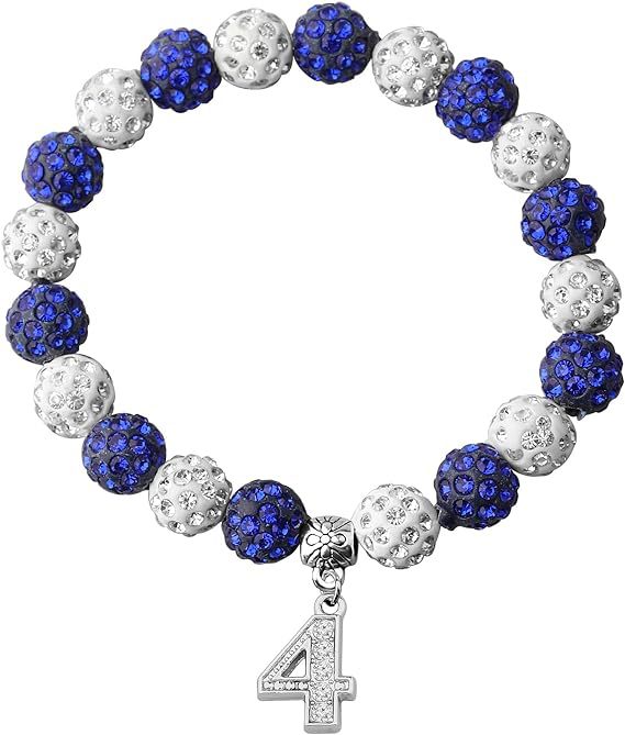 Rhinestone Round Beads Elastic Silk Beaded Metal Bracelet